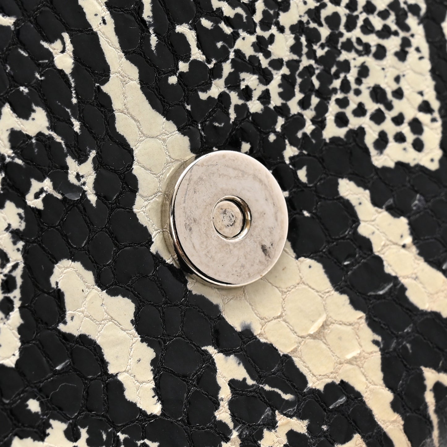 Calfskin Snakeskin Embossed Classic Monogram Cassandre Clutch Beige Black