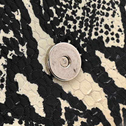 Saint Laurent Calfskin Snakeskin Embossed Classic Monogram Cassandre Clutch Beige Black 10 of 11