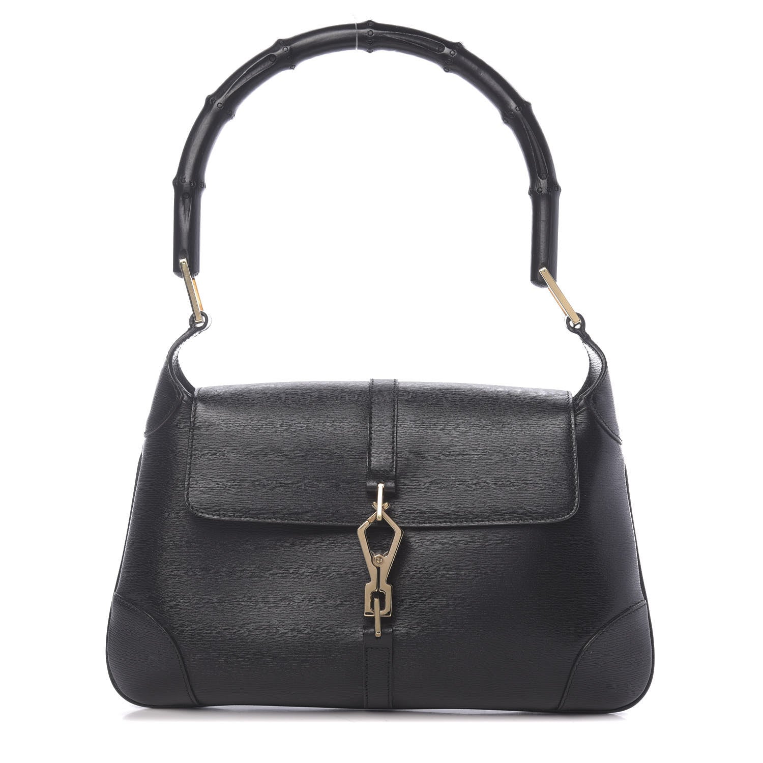 Gucci Calfskin Bamboo Handle Jackie O Hobo Black 1 of 10