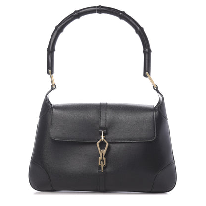 Gucci Calfskin Bamboo Handle Jackie O Hobo Black 1 of 10