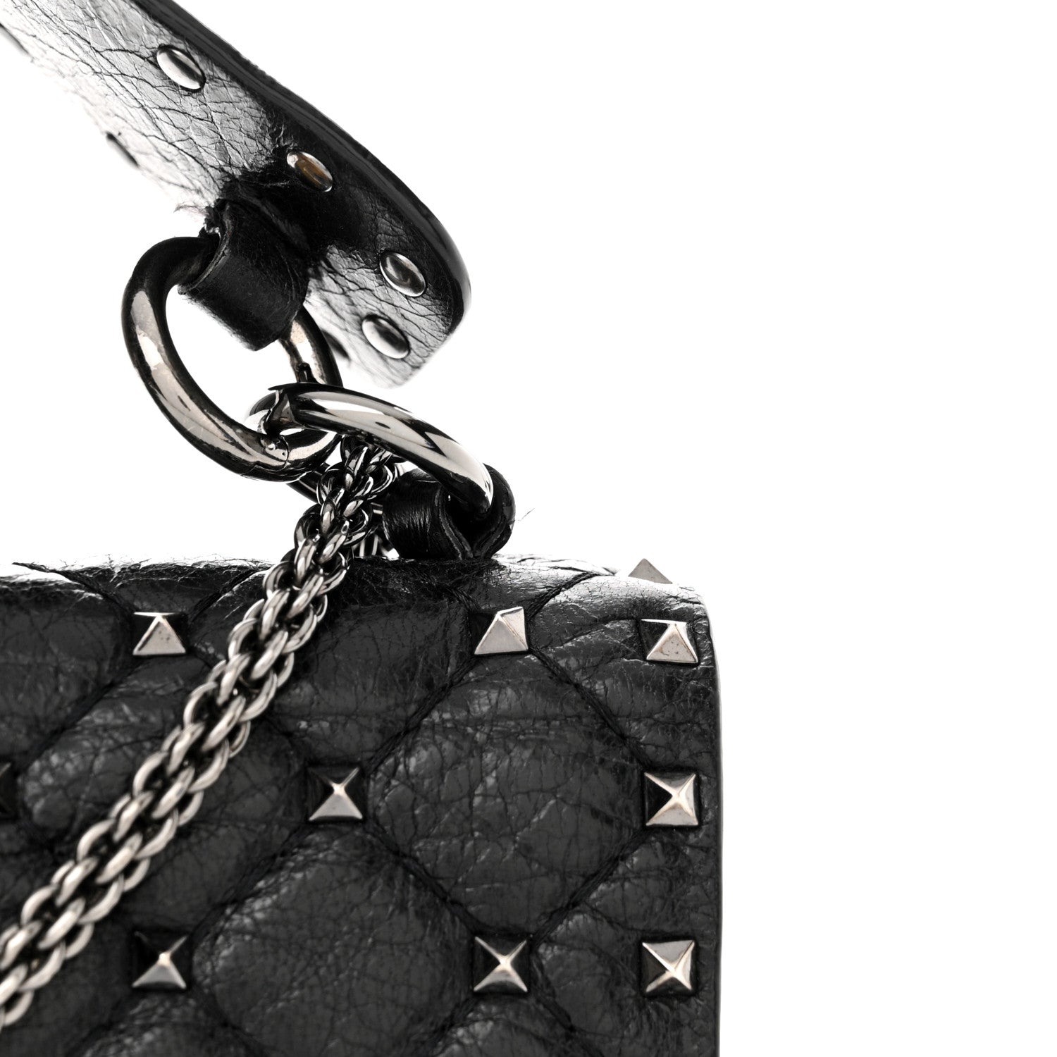 Valentino Garavani Craquele Nappa Medium Rockstud Spike Shoulder Bag Black 13 of 15