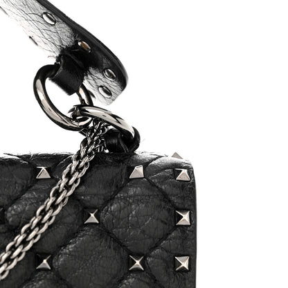 Valentino Garavani Craquele Nappa Medium Rockstud Spike Shoulder Bag Black 13 of 15
