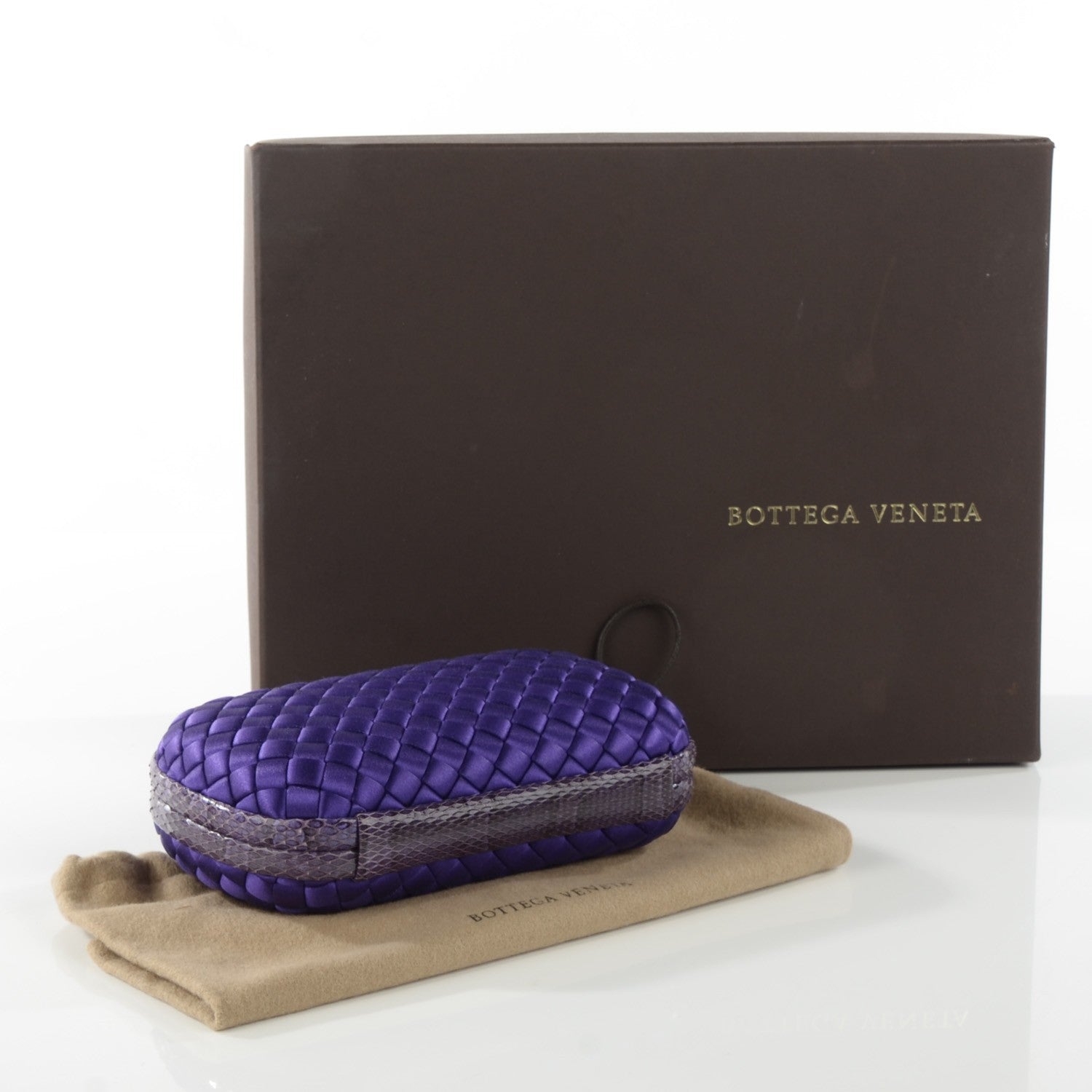 Bottega Veneta Satin Intreccio Impero Ayers Knot Clutch Violet 4 of 5
