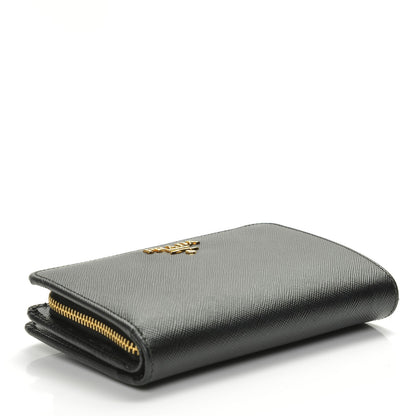 Prada Saffiano Metal Compact Wallet Black 4 of 6