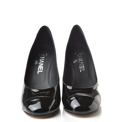 Chanel Patent Calfskin Cap Toe CC Pearl Pumps 36.5 Black 2 of 11