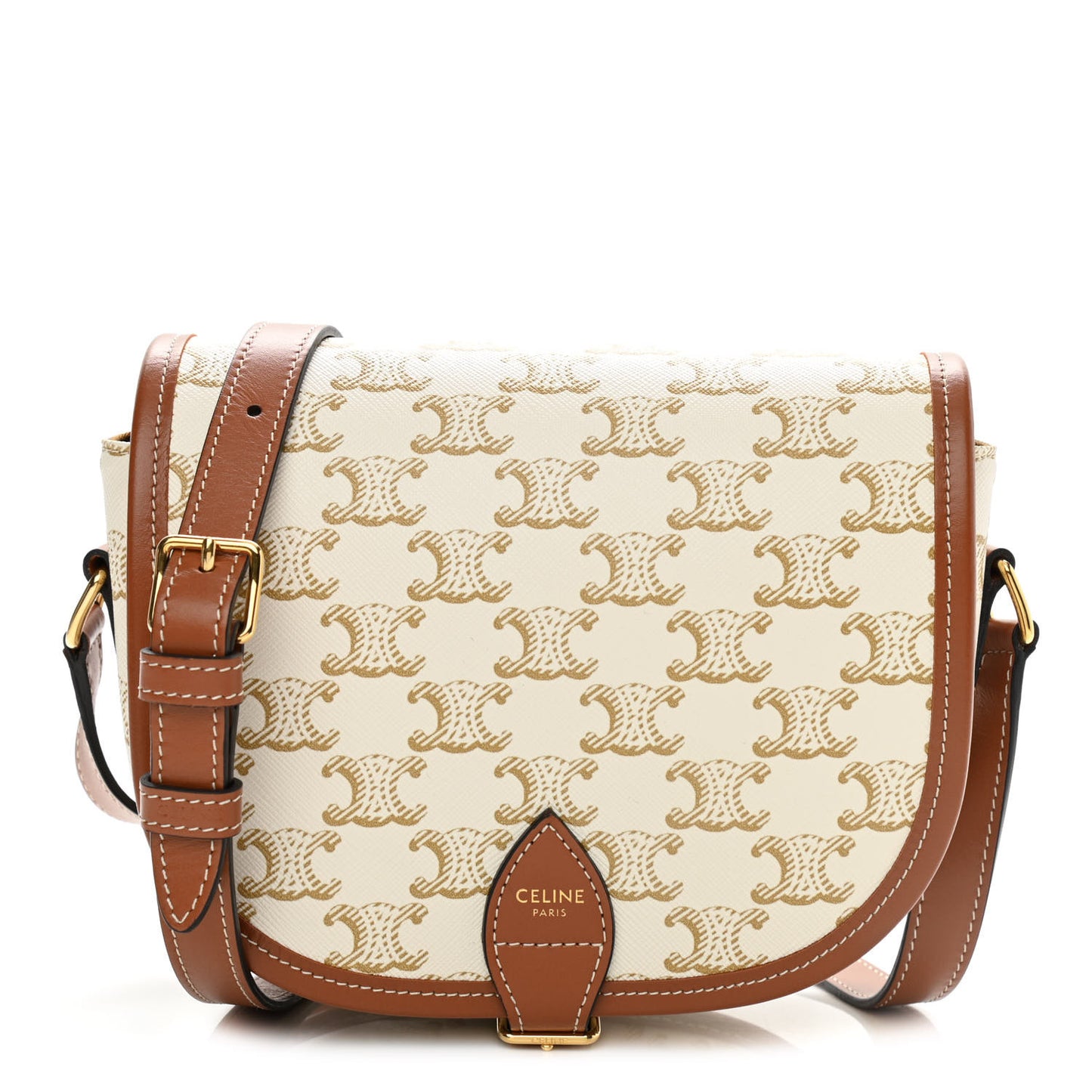 Triomphe Canvas Medium Folco Bag White