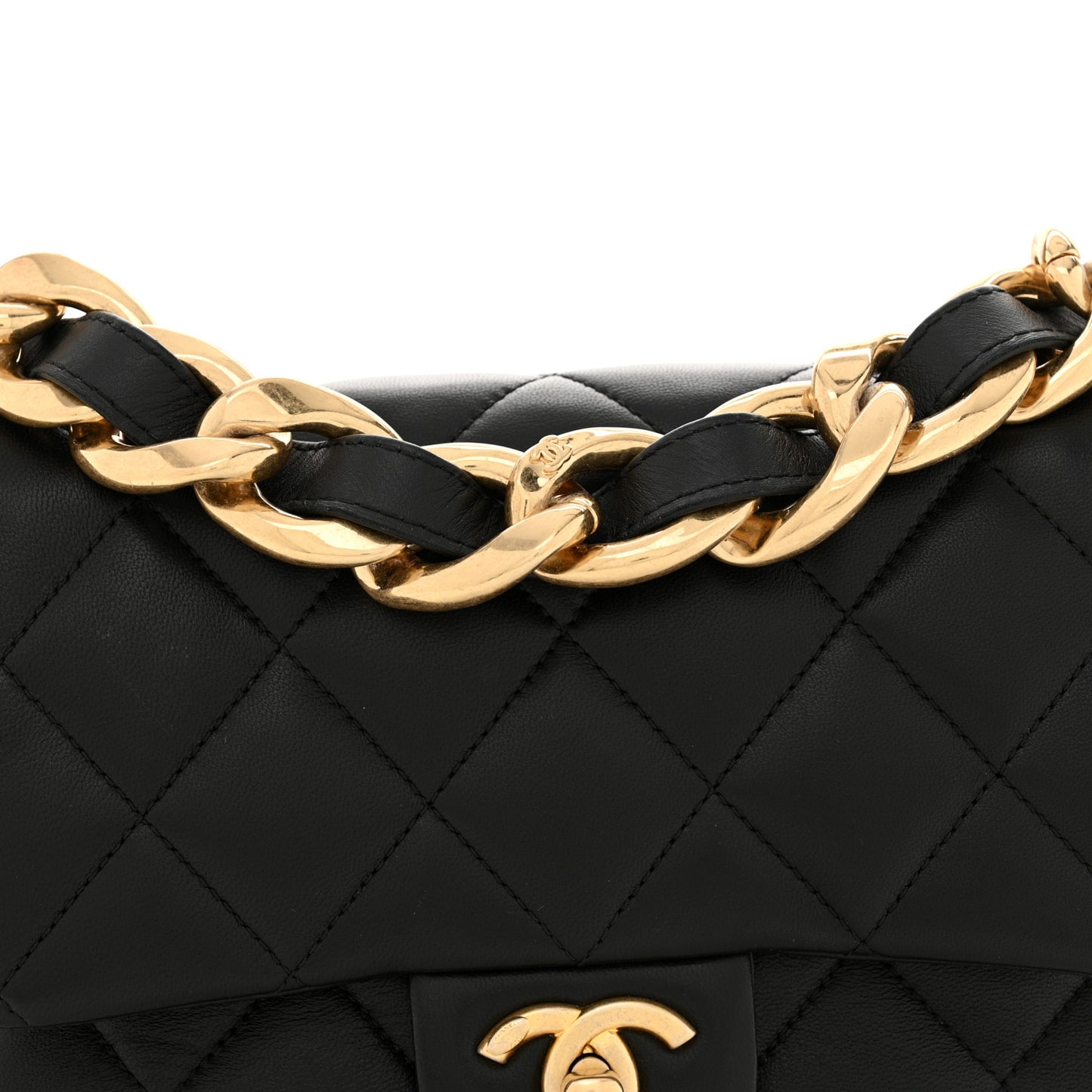 Lambskin Quilted Small Funky Town Flap Black