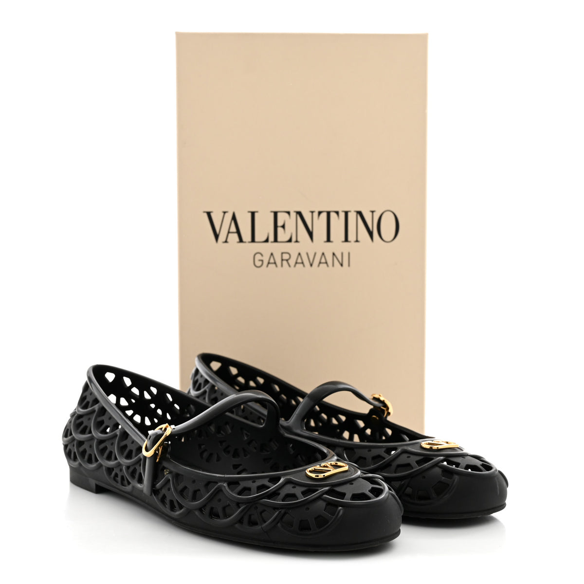 Valentino Garavani Scalloped Rubber VLogo Ondette Ballerina Flats 41 Black 9 of 9