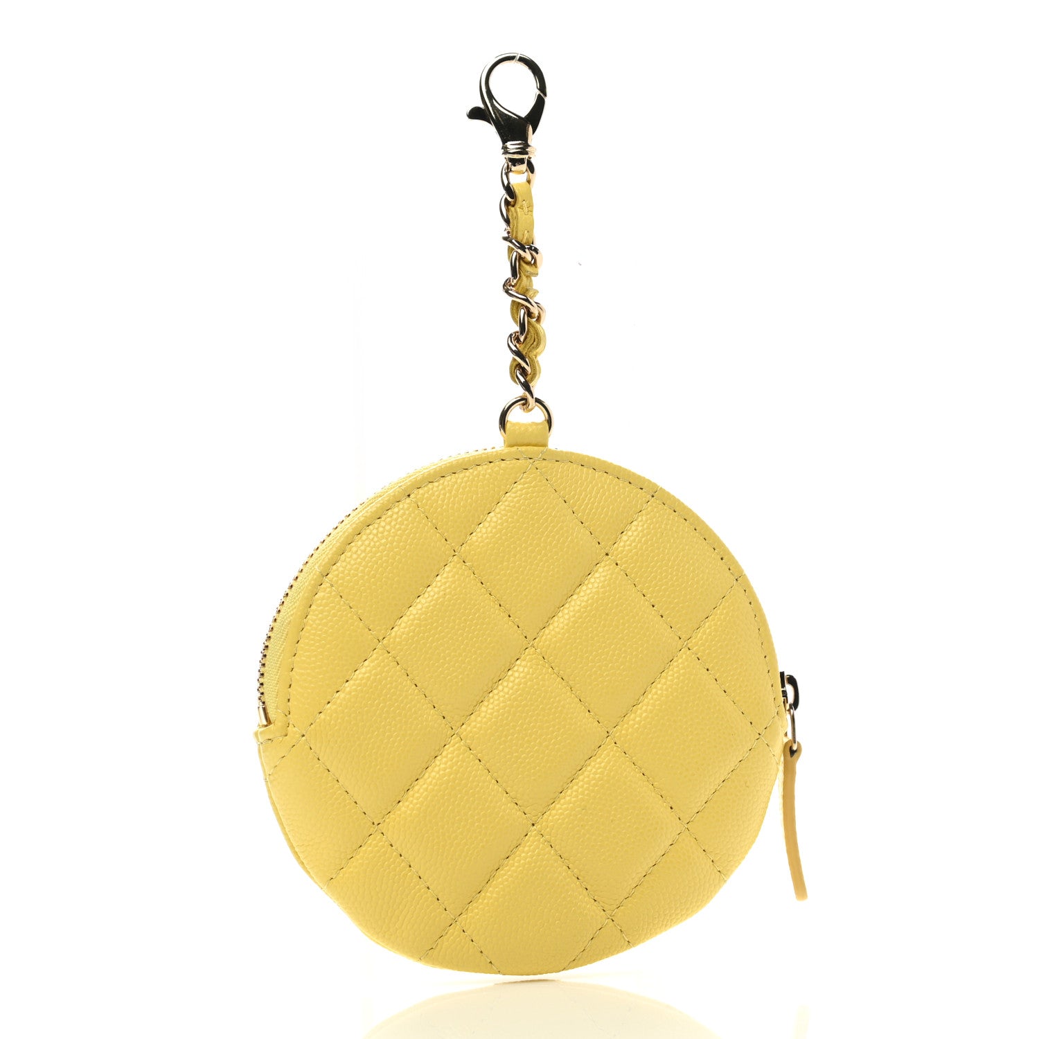 Chanel Caviar Quilted Round Clip On Coin Purse Yellow 3 of 7
