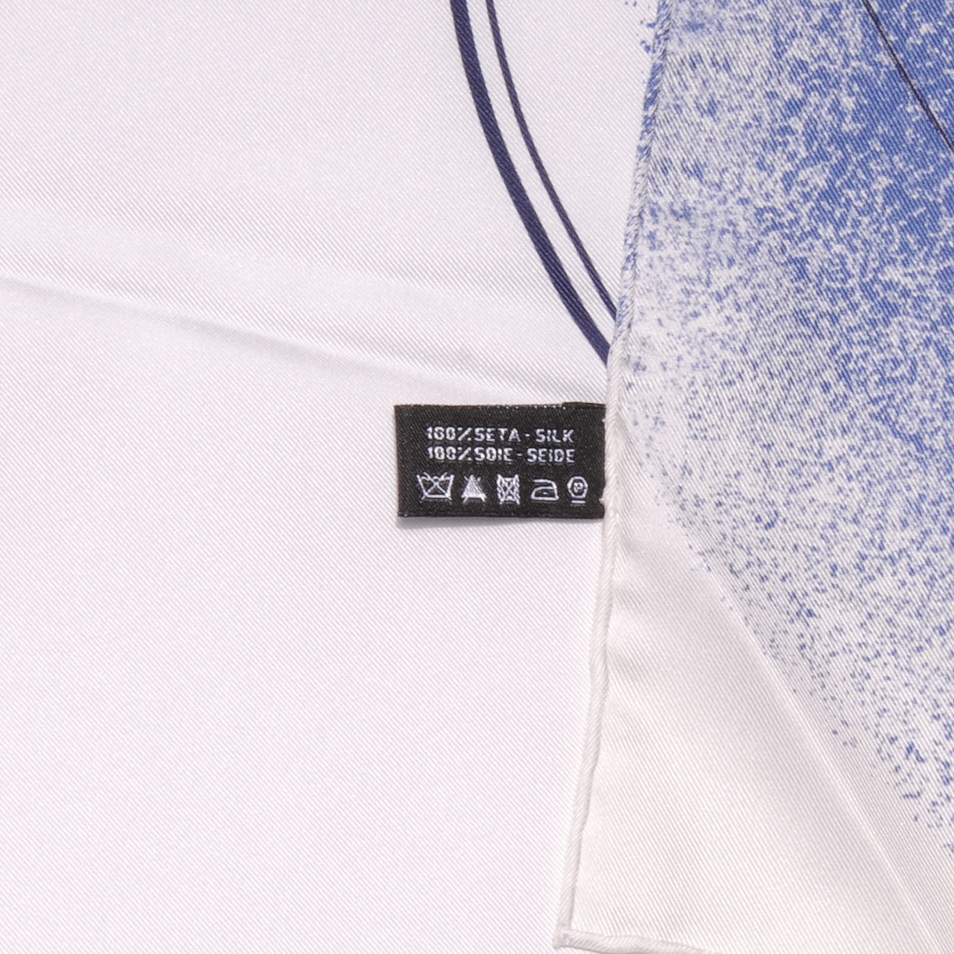 Silk CC Geometric Square Scarf White Blue Black