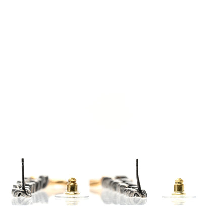 Chanel Metal CC Pick Drop Earrings Ruthenium Gold 3 of 5