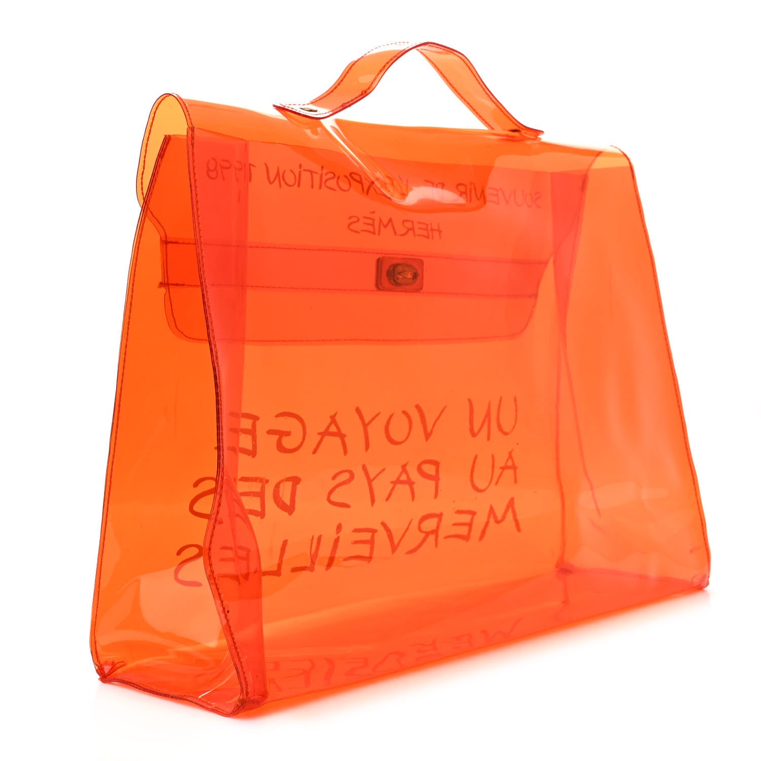 Hermes Vinyl Souvenir De L'Exposition Kelly Orange 3 of 12