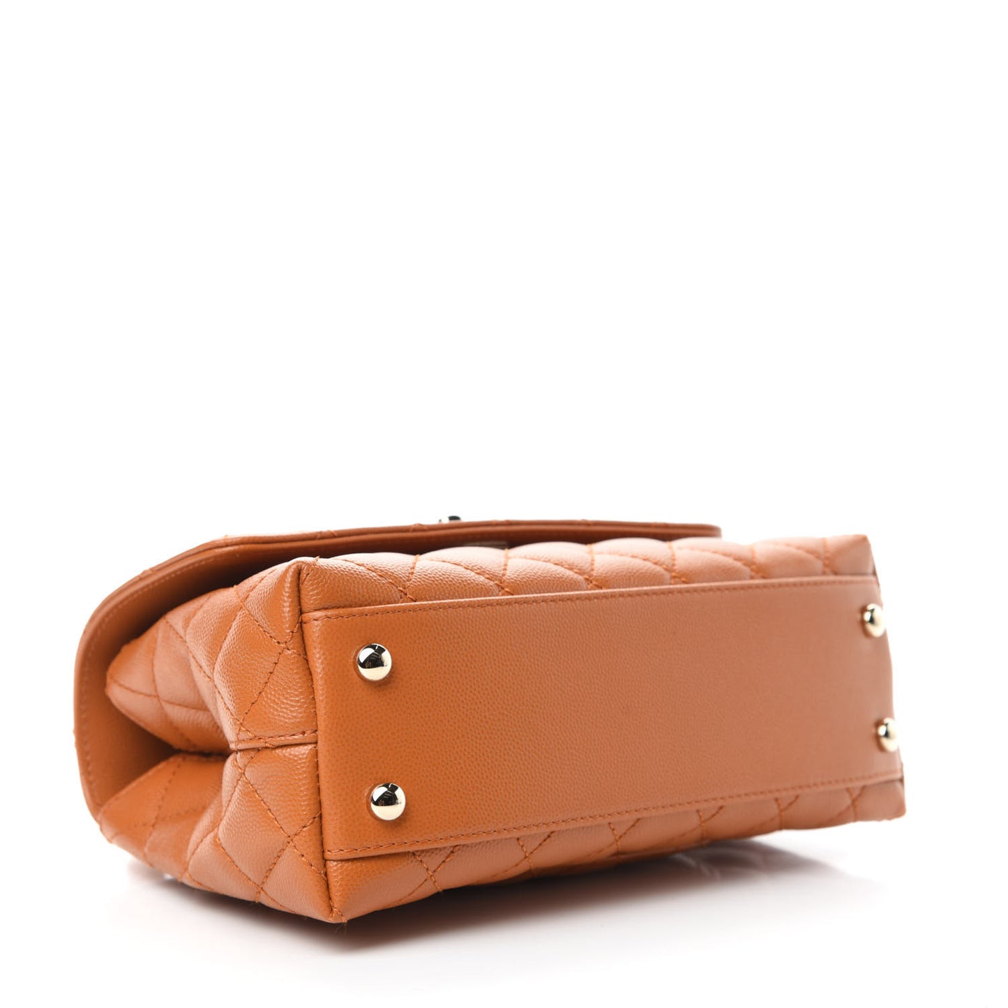 Caviar Quilted Mini Coco Handle Flap Light Brown
