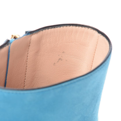 Gucci Kid Scamosciato GG Marmont Fringe 75mm Ankle Boots 35.5 New Bright Turquoise 11 of 12