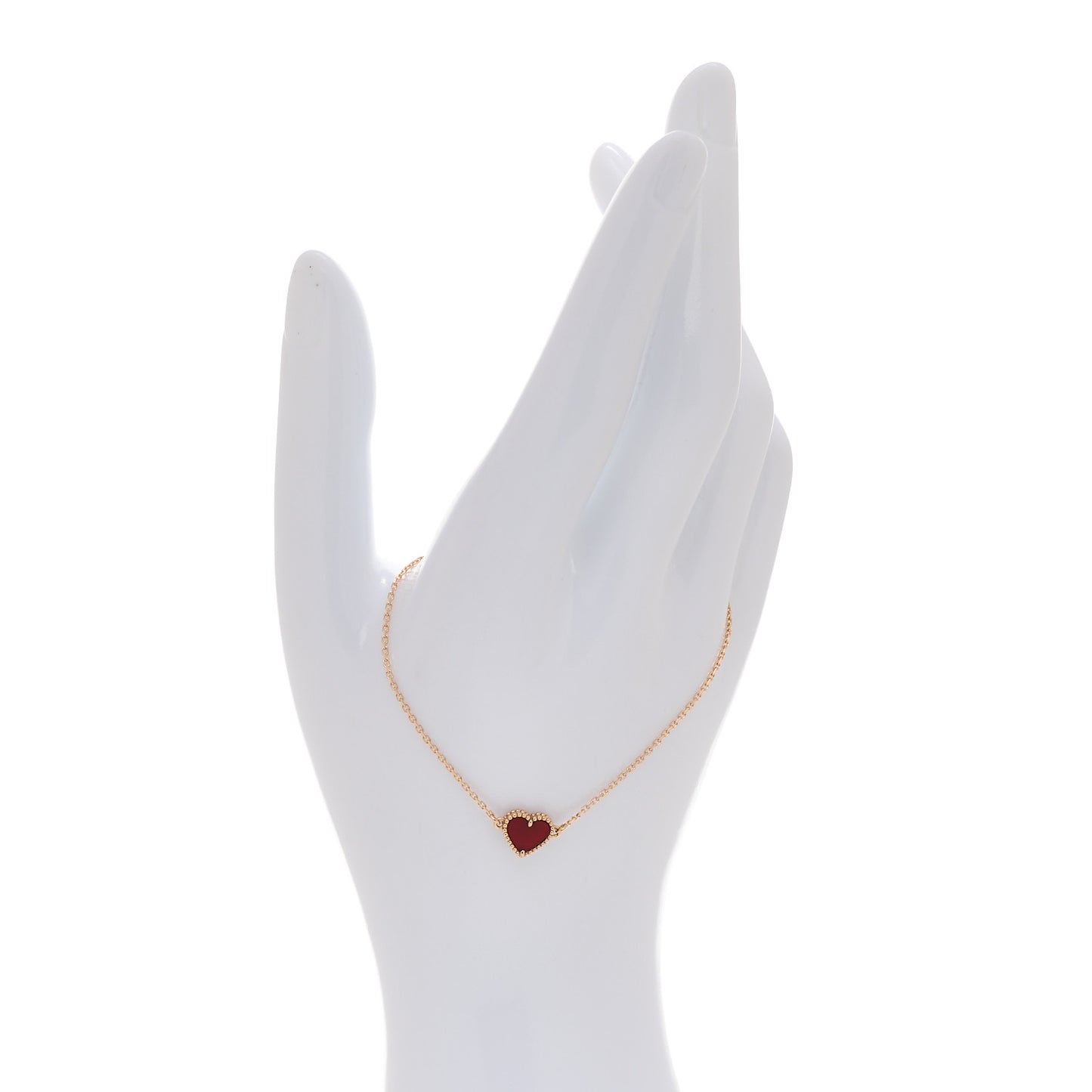 18K Rose Gold Carnelian Sweet Alhambra Heart Bracelet