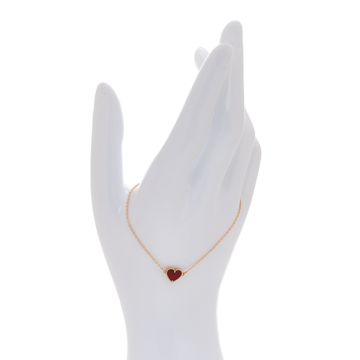 Van Cleef & Arpels 18K Rose Gold Carnelian Sweet Alhambra Heart Bracelet 2 of 7
