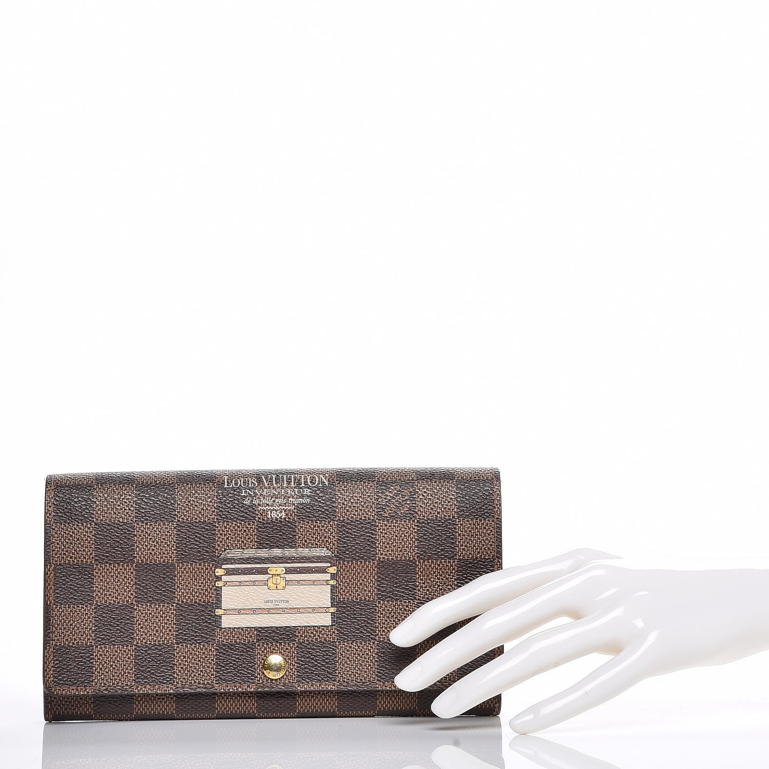 Louis Vuitton Damier Ebene Trunks and Locks Sarah Wallet 2 of 7