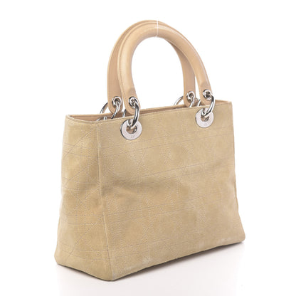 Christian Dior Suede Cannage Medium Lady Dior Beige 3 of 16