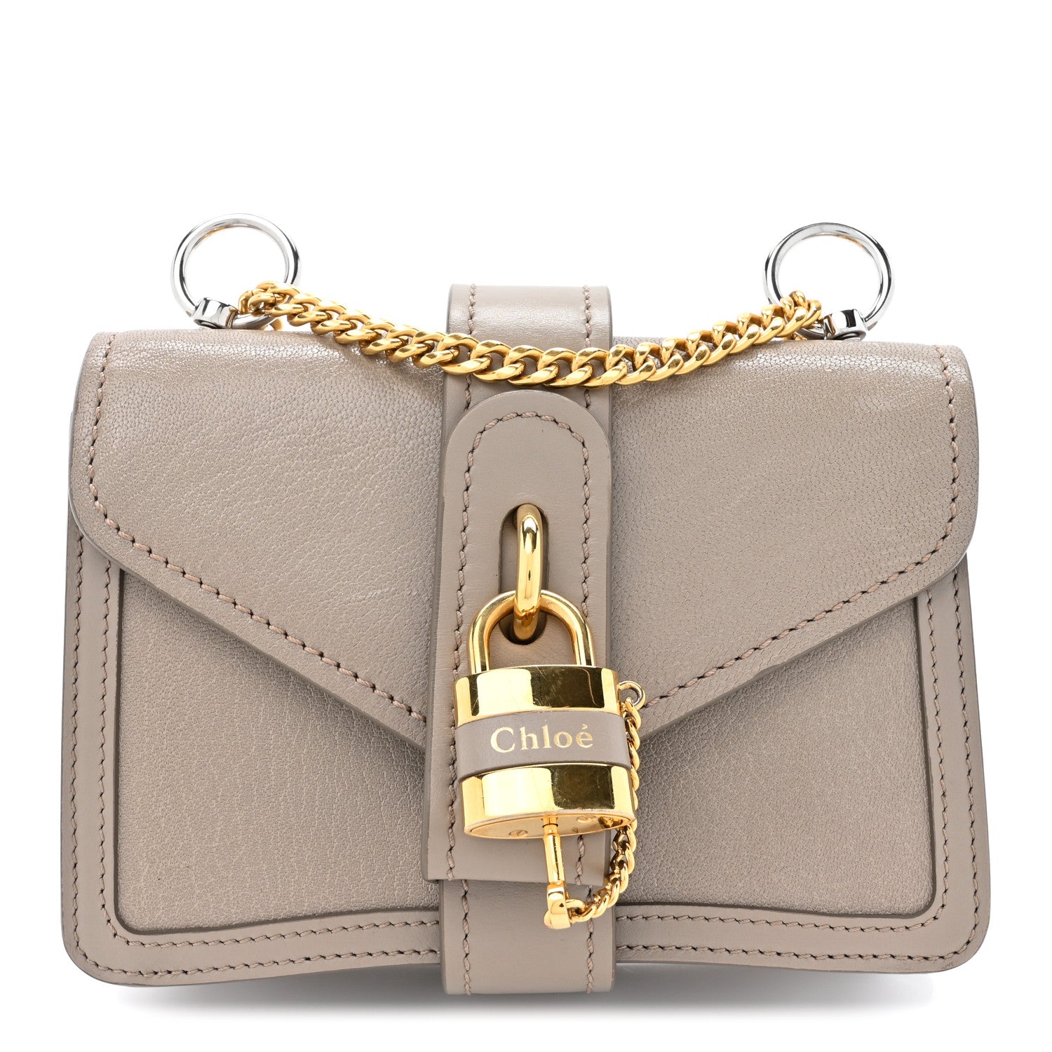 Chloe Shiny Goatskin Calfskin Mini Aby Chain Shoulder Bag Motty Grey 1 of 15