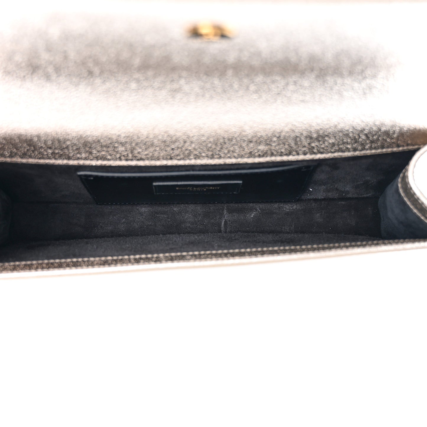 Metallic Textured Calfskin Classic Monogram Cassandre Clutch Pale Gold