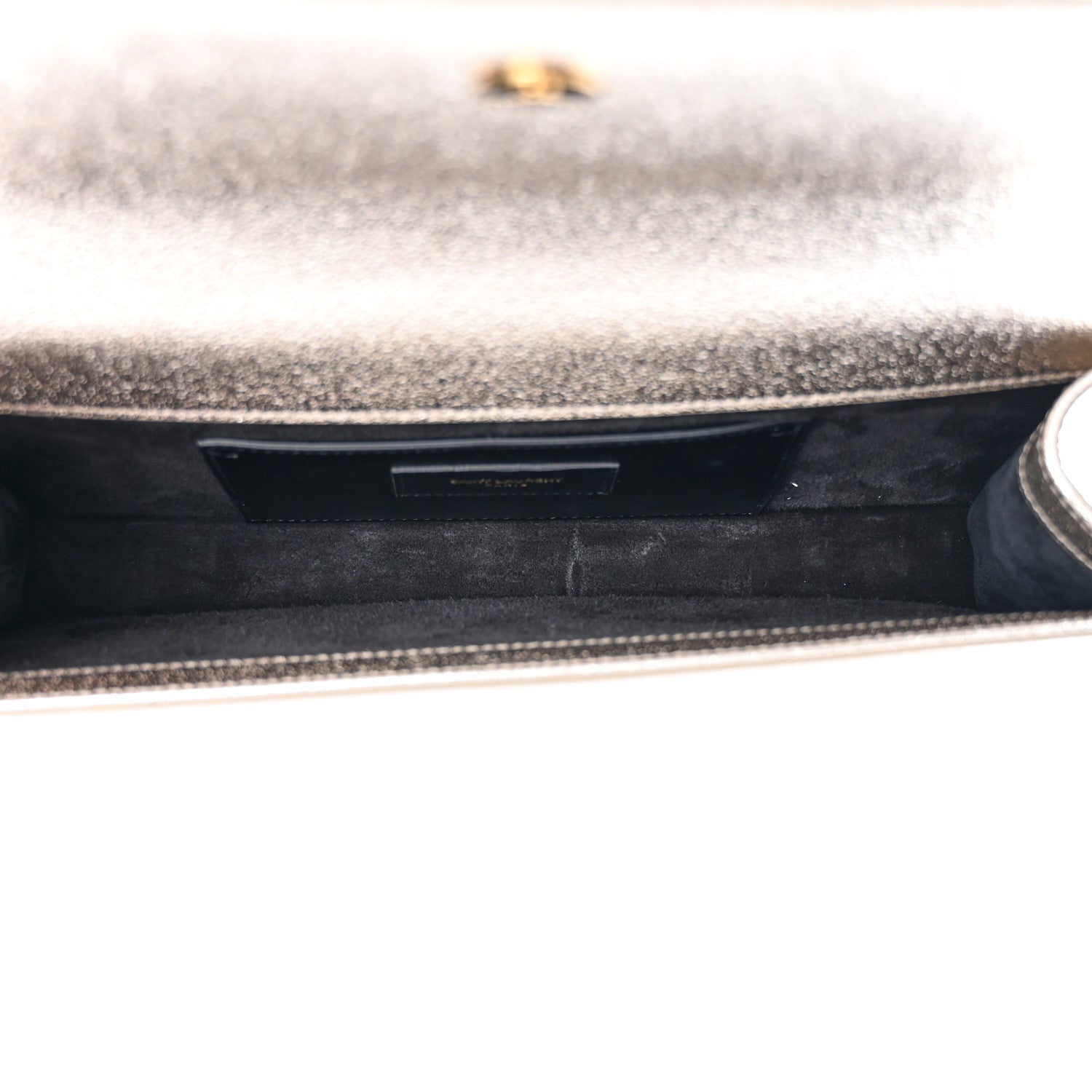 Saint Laurent Metallic Textured Calfskin Classic Monogram Cassandre Clutch Pale Gold 5 of 9
