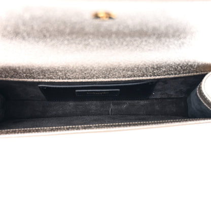 Saint Laurent Metallic Textured Calfskin Classic Monogram Cassandre Clutch Pale Gold 5 of 9