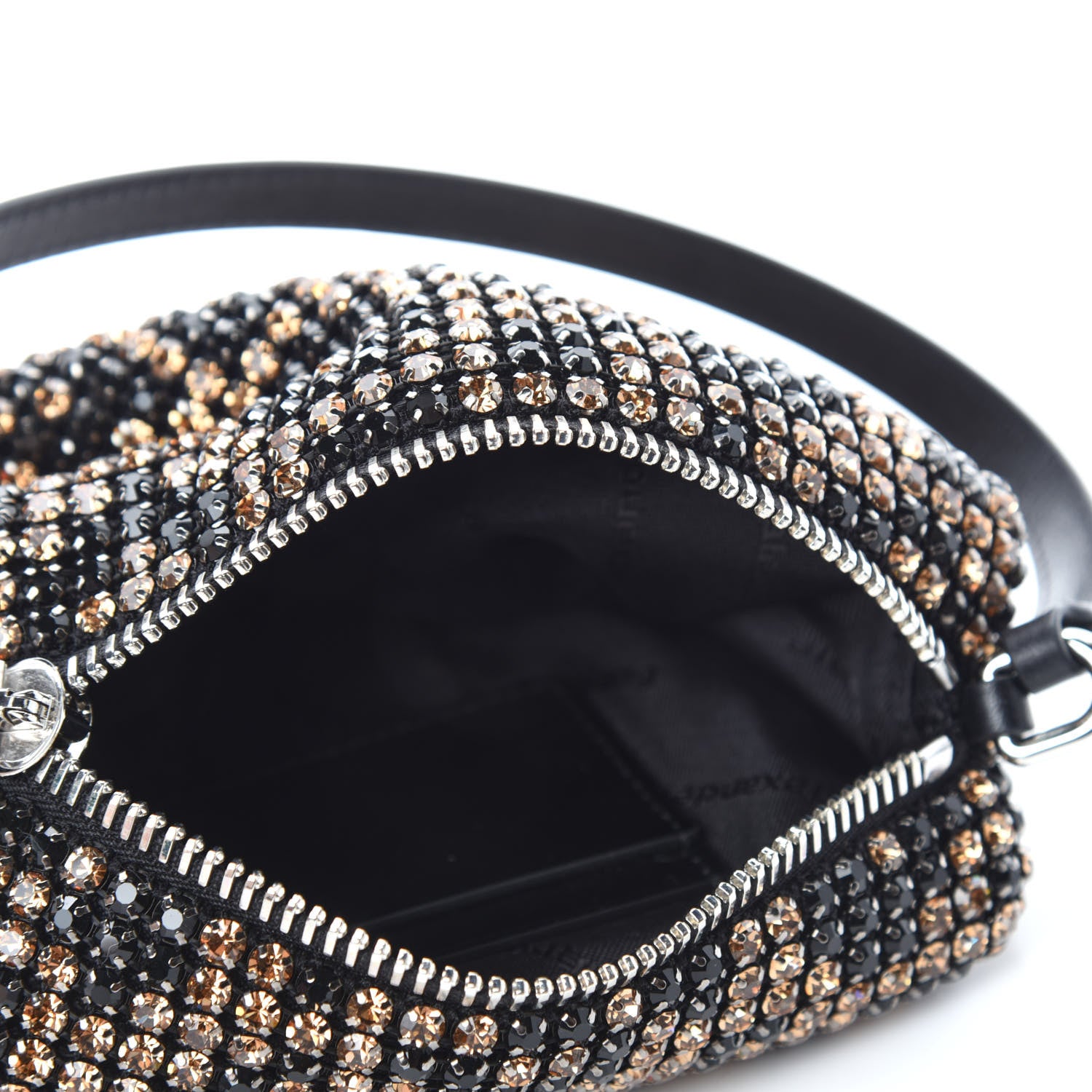 Alexander Wang Mesh Crystal Rhinestone Leopard Mini Heiress Pouch Black Brown 5 of 10