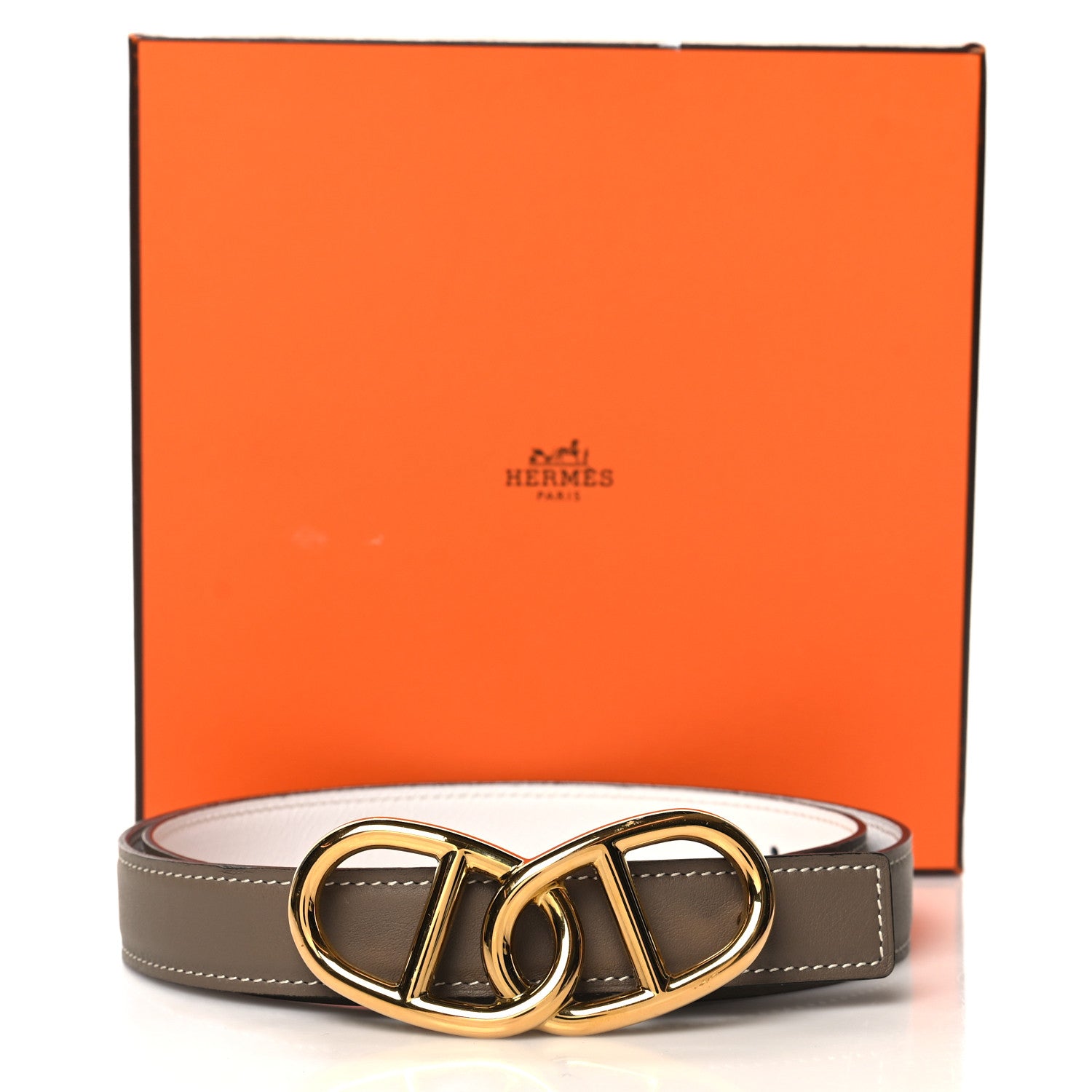 Hermes Epsom Swift 24mm Escale Belt 85 85 34 White Etoupe 6 of 6