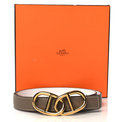 Hermes Epsom Swift 24mm Escale Belt 85 85 34 White Etoupe 6 of 6