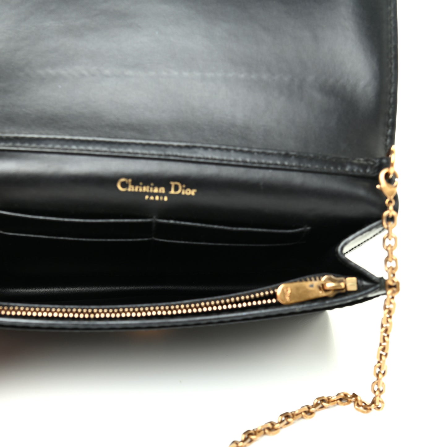 Calfskin J'Adior Wallet on Chain Pouch Black