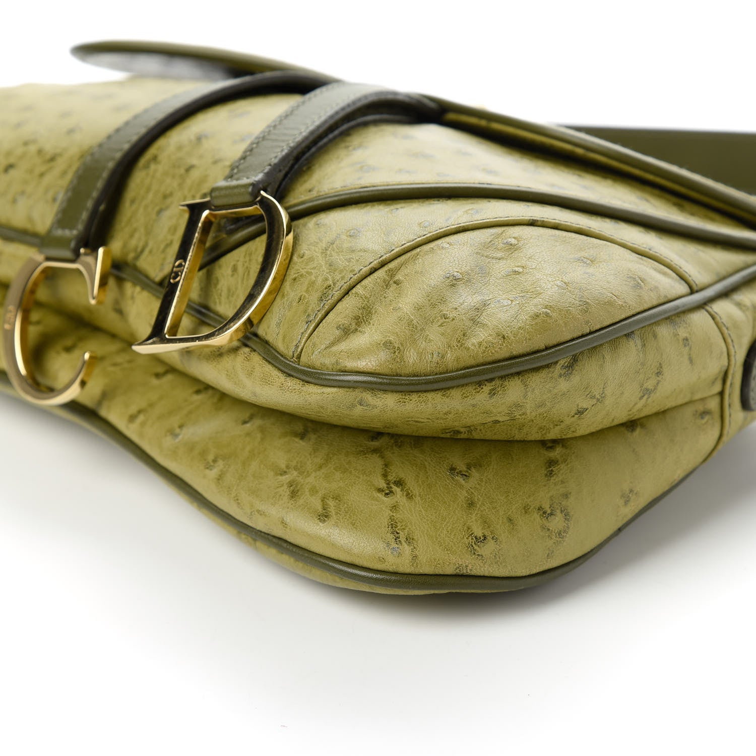 Christian Dior Ostrich Double Saddle Bag Green 7 of 11