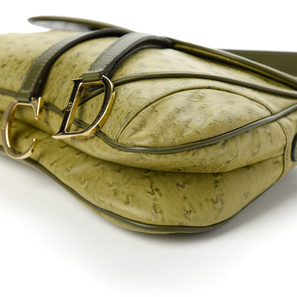 Christian Dior Ostrich Double Saddle Bag Green 7 of 11