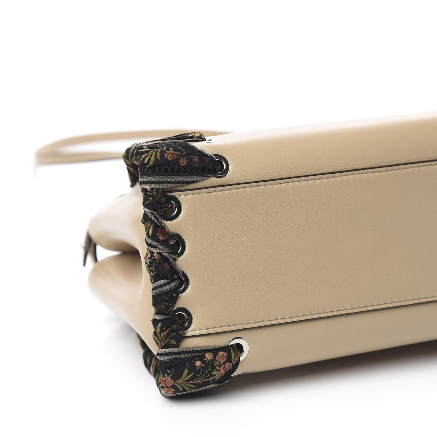 Nappa Ribbon Lace Up Mini Peekaboo Iconic Satchel Beige