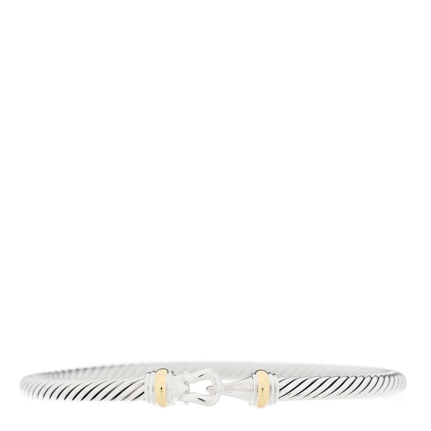 Sterling Silver 18K Yellow Gold 3mm Cable Buckle Bracelet