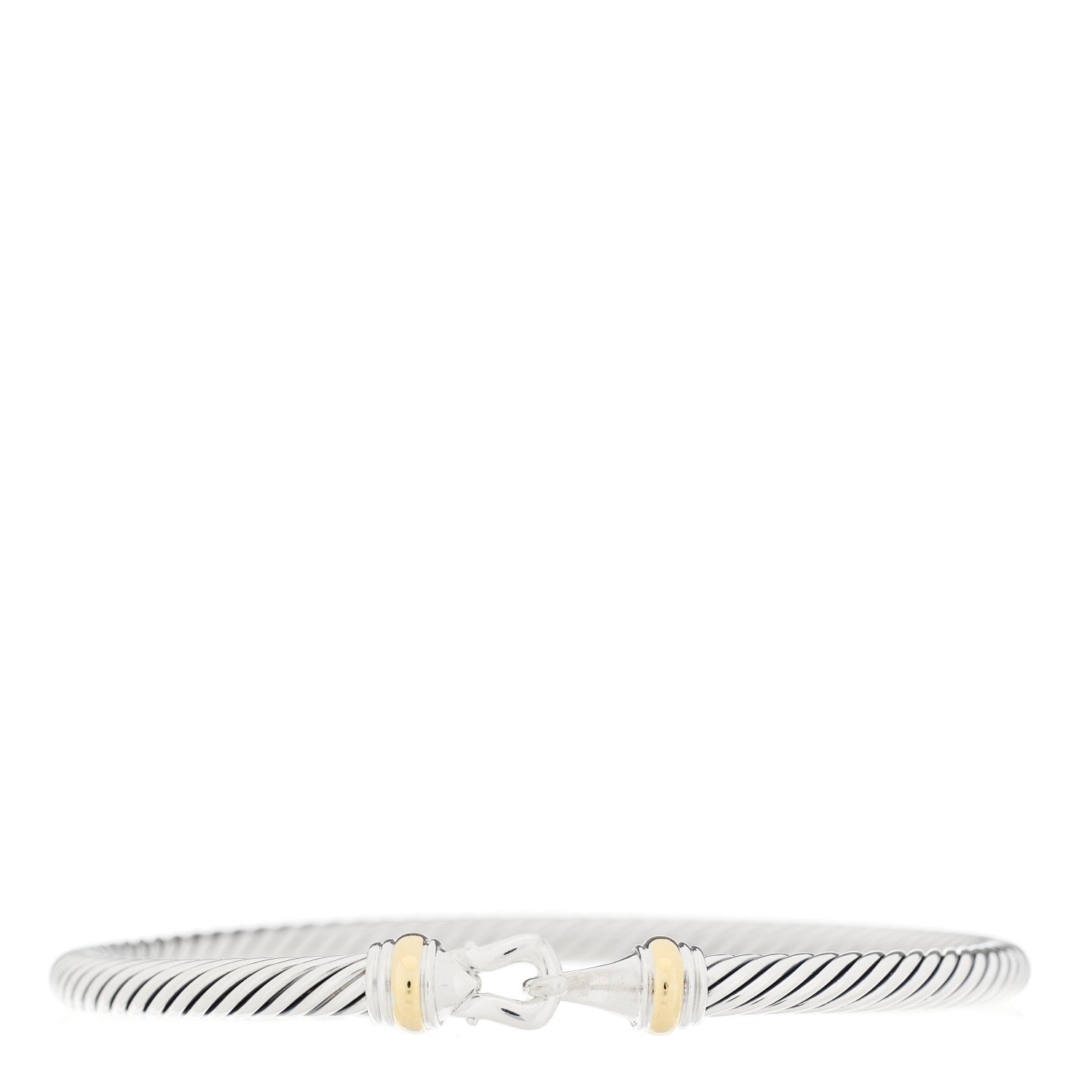 David Yurman Sterling Silver 18K Yellow Gold 3mm Cable Buckle Bracelet 1 of 3