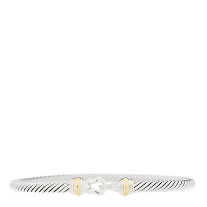 David Yurman Sterling Silver 18K Yellow Gold 3mm Cable Buckle Bracelet 1 of 3