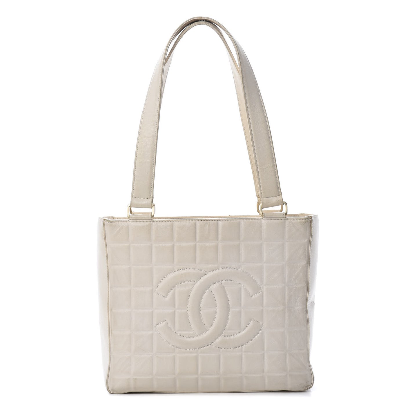 Lambskin Quilted Chocolate Bar Tote White