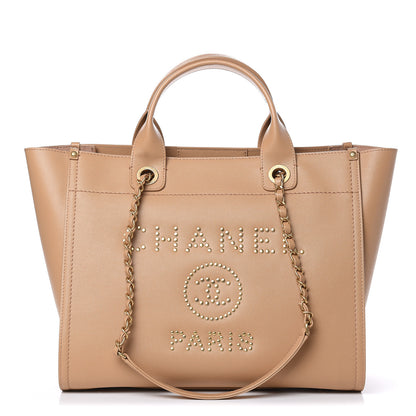 Chanel Caviar Small Studded Deauville Tote Beige 1 of 11