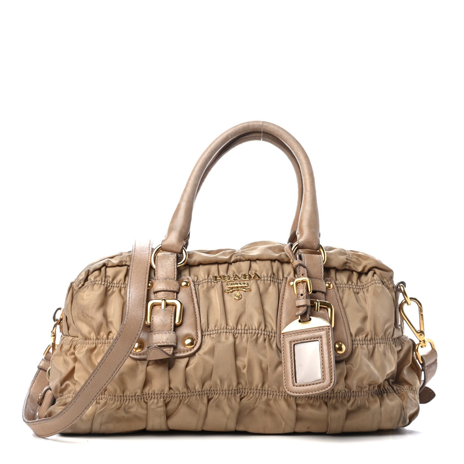 Prada Tessuto Nylon Gaufre Shopping Satchel Cammello 1 of 5