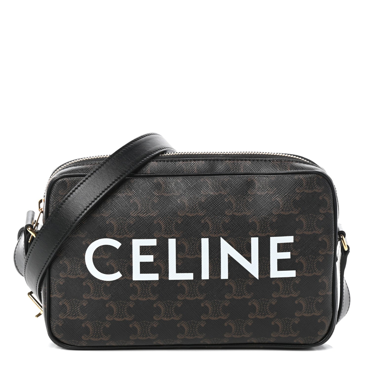 Celine Triomphe Canvas Medium Messenger Bag Black 1 of 9