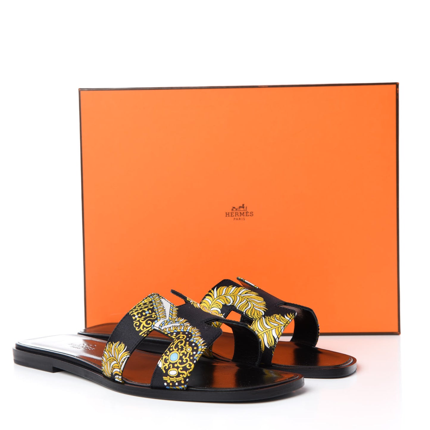 Silk Printed Sous L'Egide de Mars Oran Sandals 39 Bleu Black
