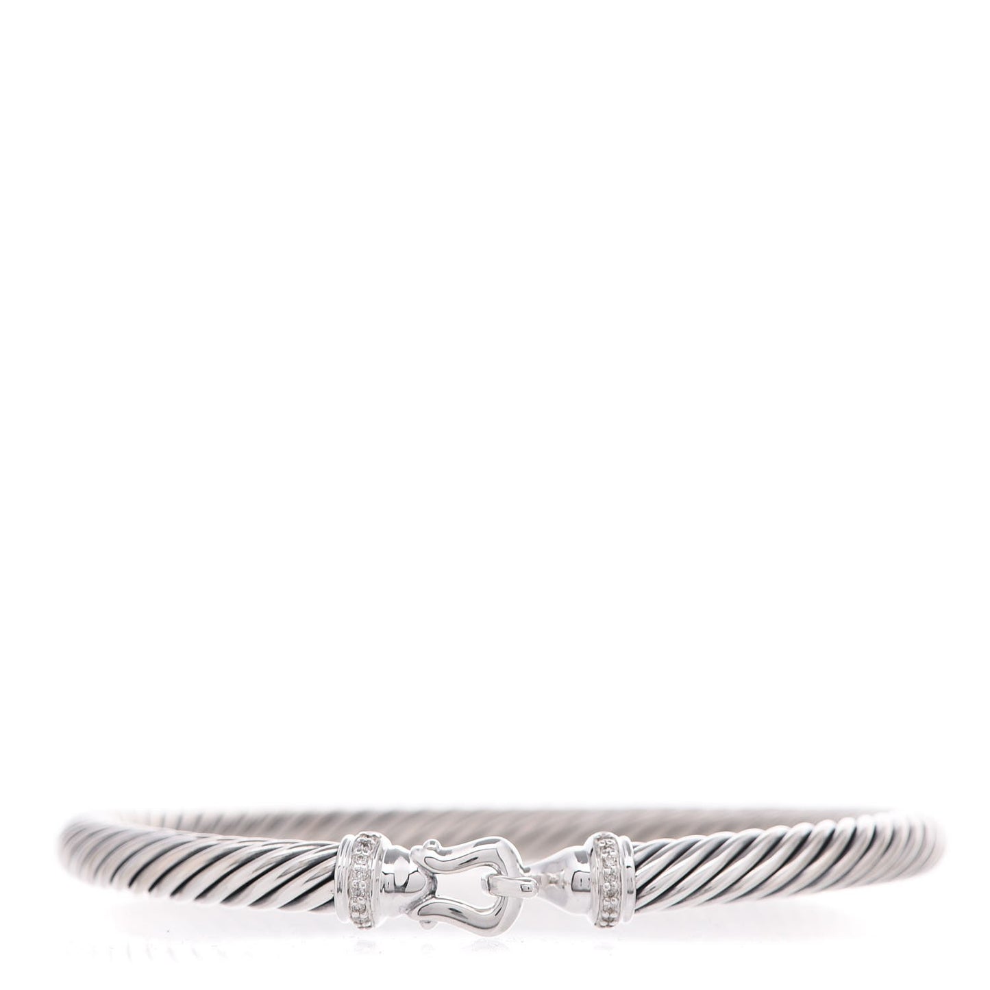 Sterling Silver Diamond 5mm Cable Buckle Bracelet