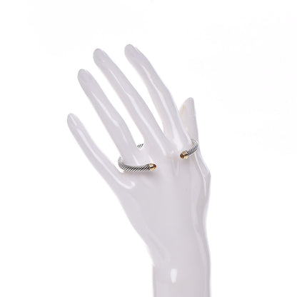 David Yurman Sterling Silver 18K Yellow Gold Citrine 4mm Cable Kids Bracelet 2 of 5