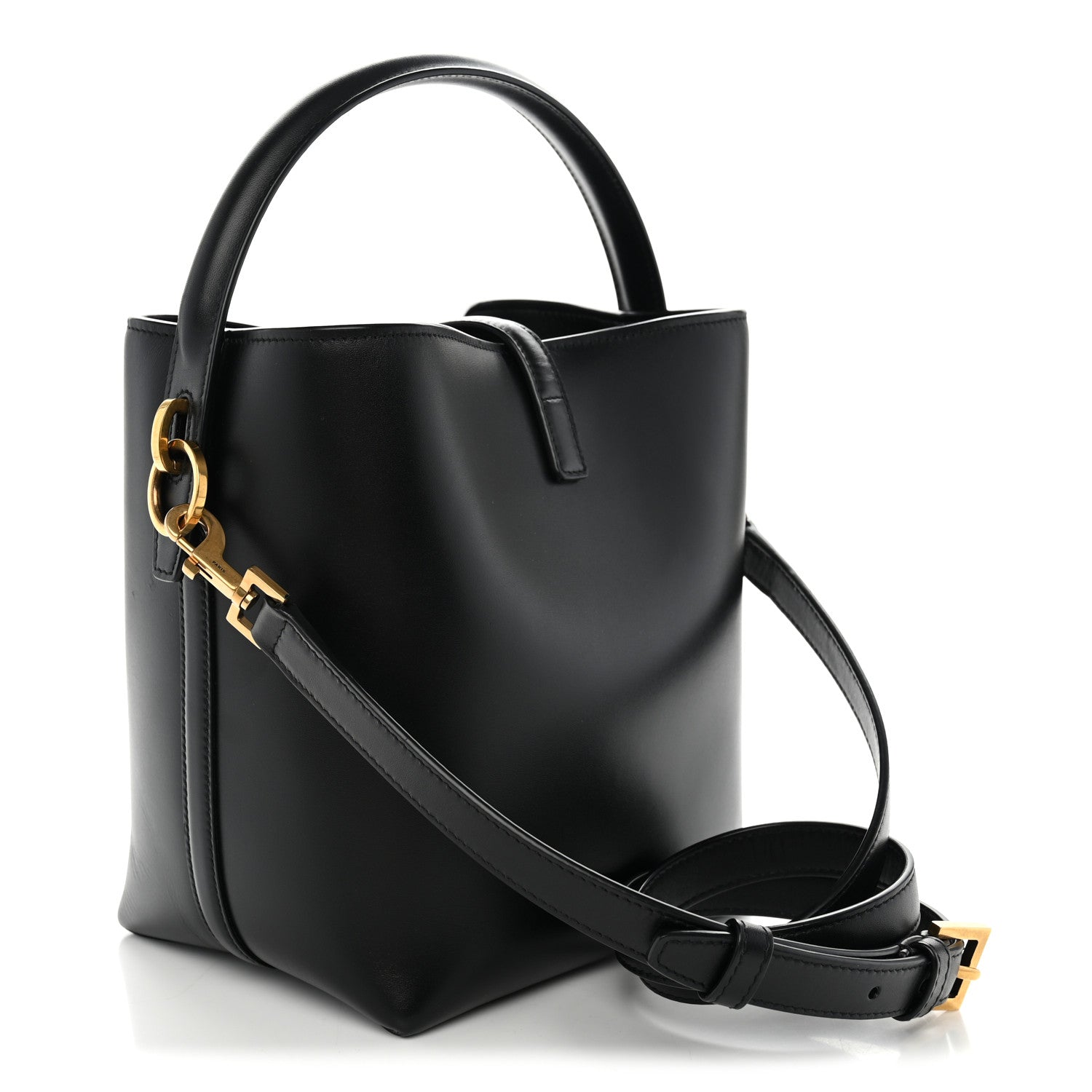 Saint Laurent Shiny Calfskin Le 37 Small Bucket Bag Black 3 of 10