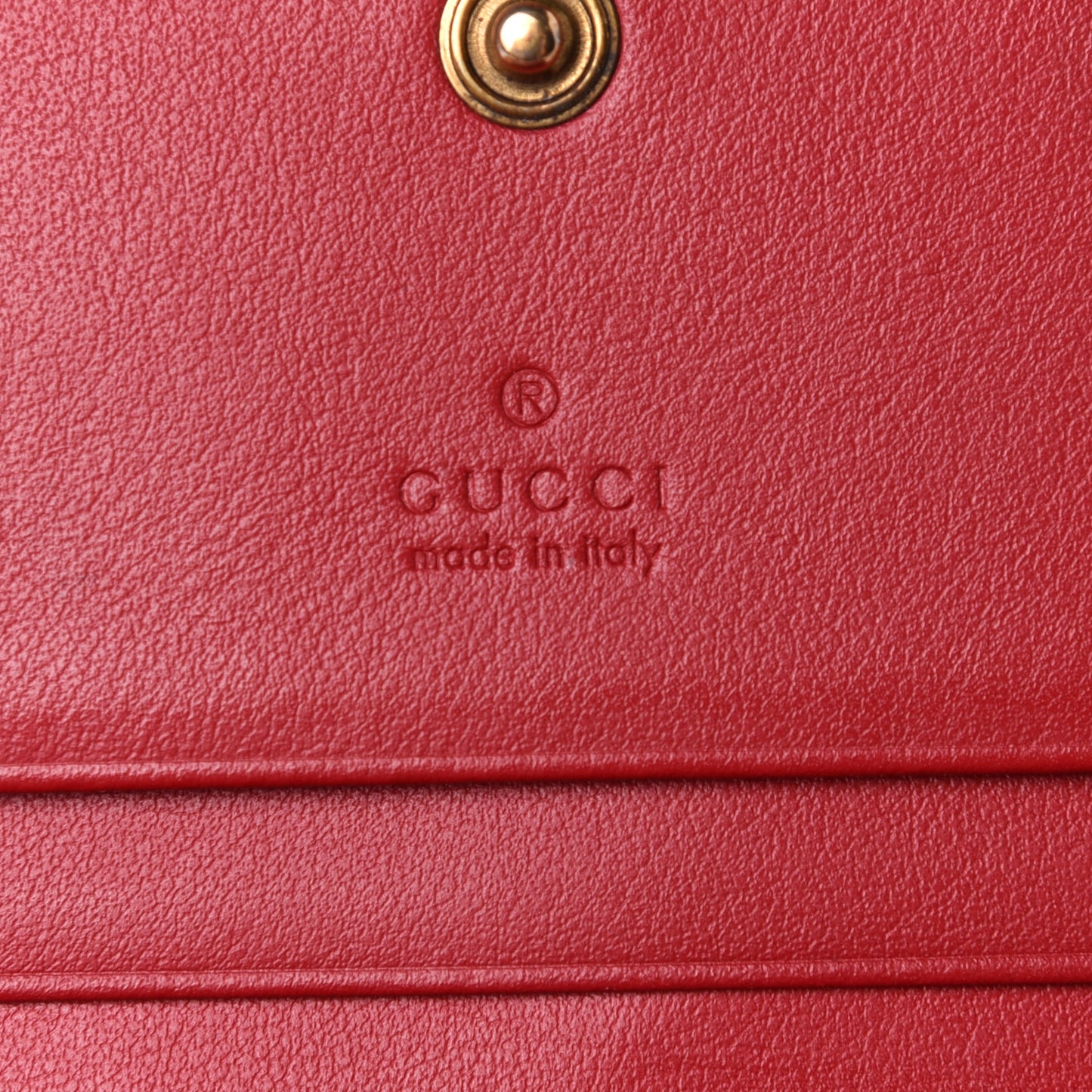 Calfskin Matelasse GG Marmont Card Case Wallet Hibiscus Red