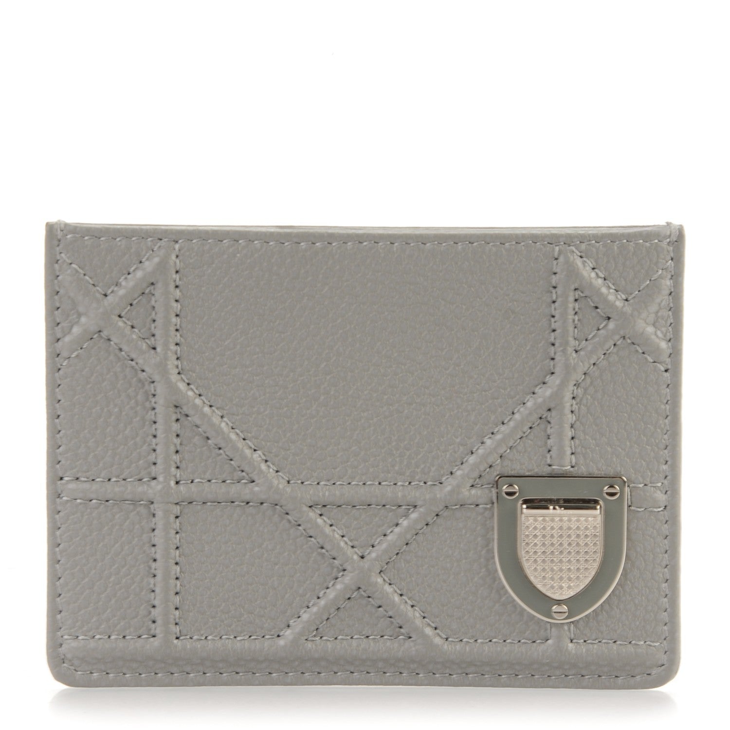 Christian Dior Grained Calfskin Cannage Diorama Card Holder Grey 1 of 7