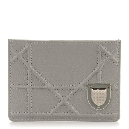 Christian Dior Grained Calfskin Cannage Diorama Card Holder Grey 1 of 7