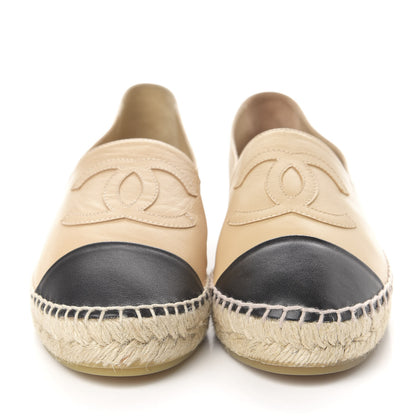 Chanel Lambskin CC Espadrilles 39 Beige Black 2 of 10