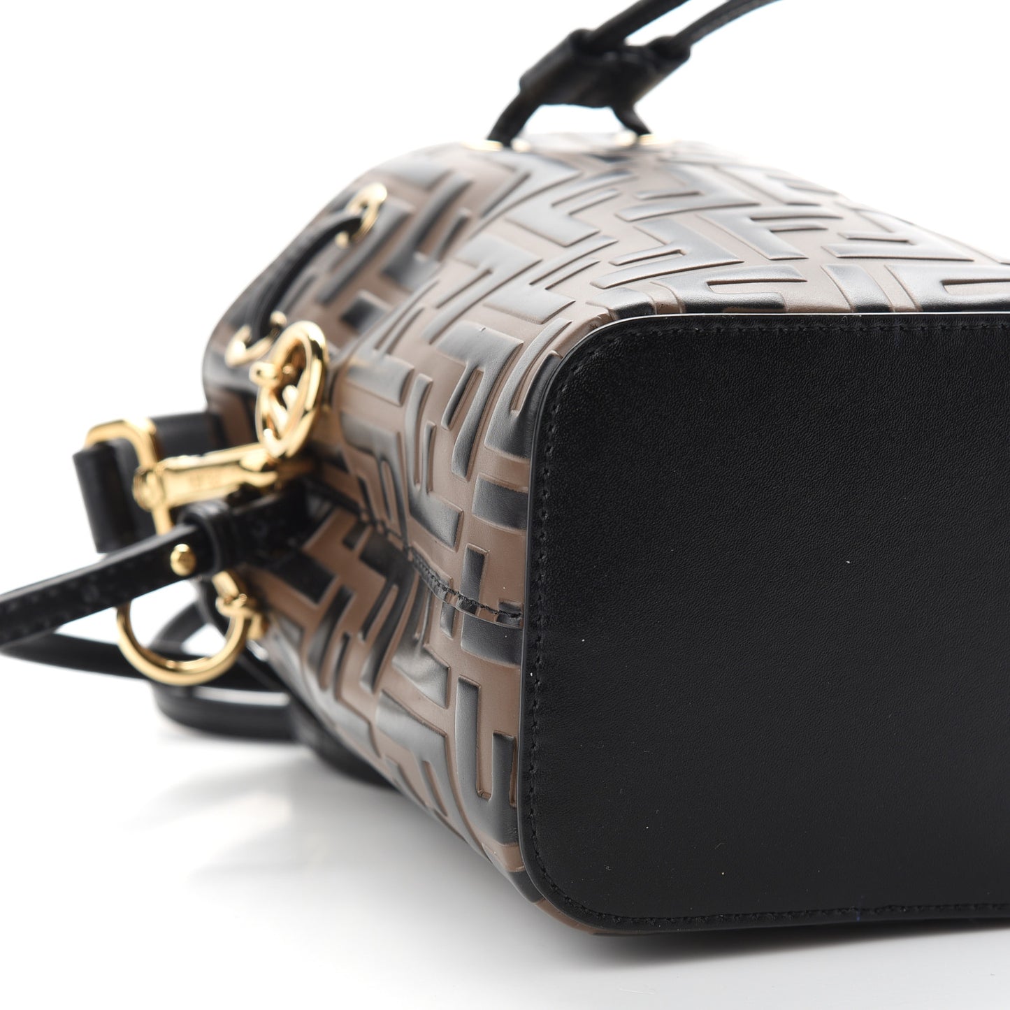 Vitello Liberty F is Fendi Bi-Color FF 1974 Embossed Mini Mon Tresor Bucket Bag Maya Black