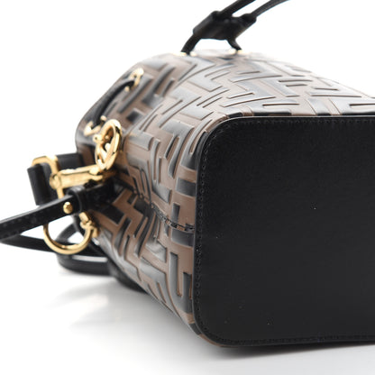 Fendi Vitello Liberty F is Fendi Bi-Color FF 1974 Embossed Mini Mon Tresor Bucket Bag Maya Black 8 of 9